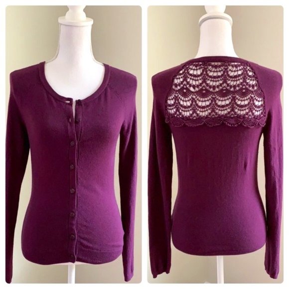 Anthropologie Sweaters - Anthropologie Sparrow Arden Lace Purple Cardigan Size: Medium